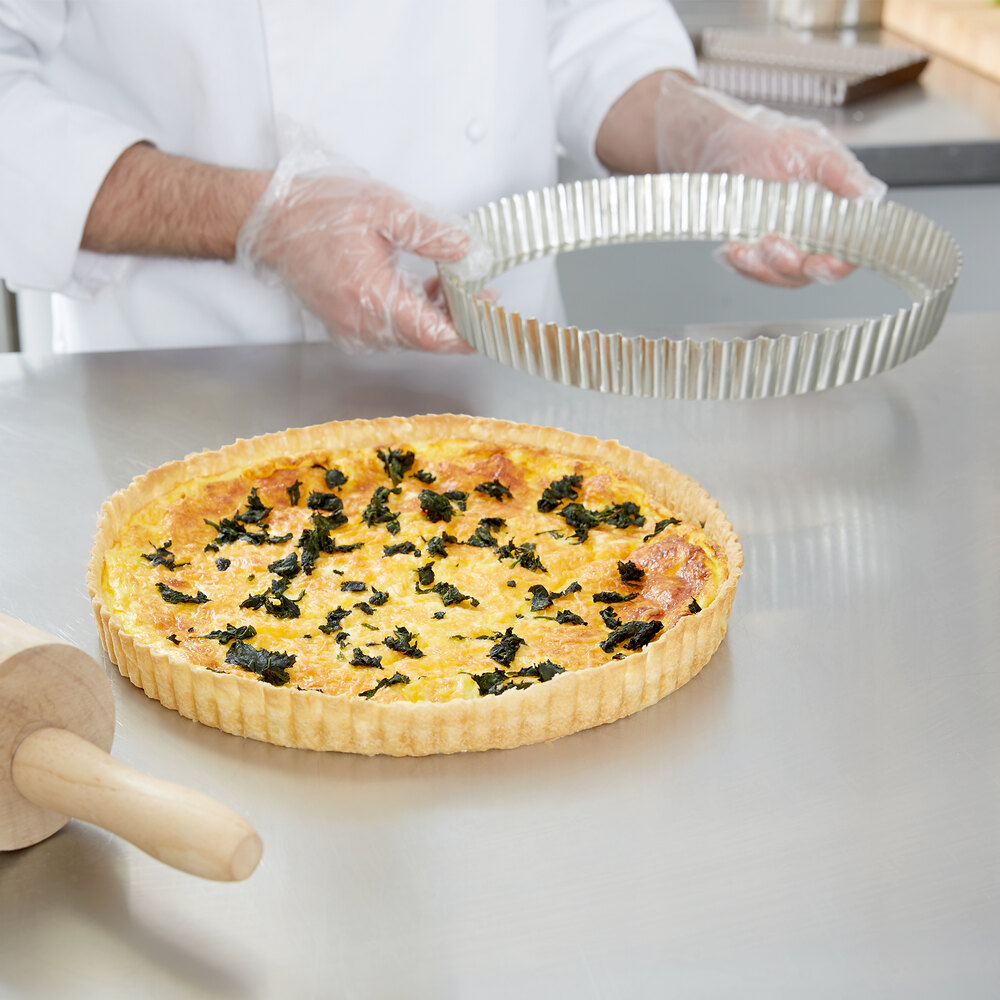 Deep tart quiche pan with removable bottom