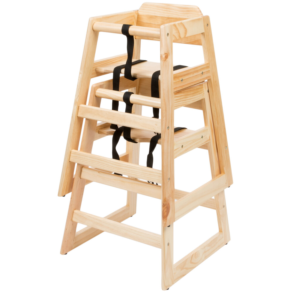 29 1/4" Stacking Restaurant Wood High Chair with Natural ...