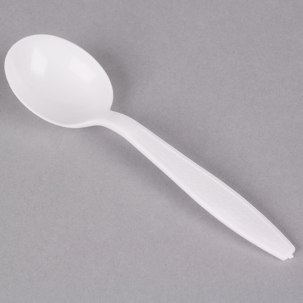 Visions White Heavy Weight Plastic Soup Spoon 1000/Case