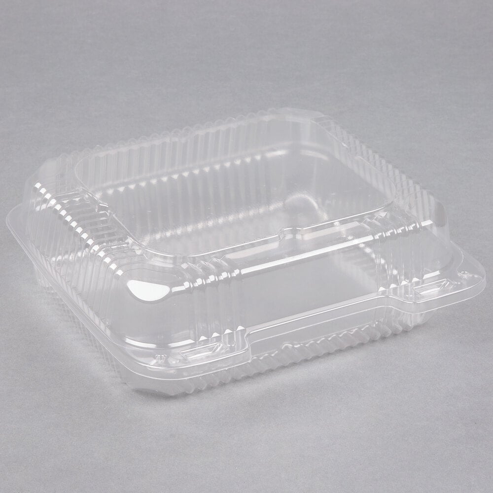 Durable Packaging PXT880 Duralock 8" x 8" x 3" Clear Hinged Lid