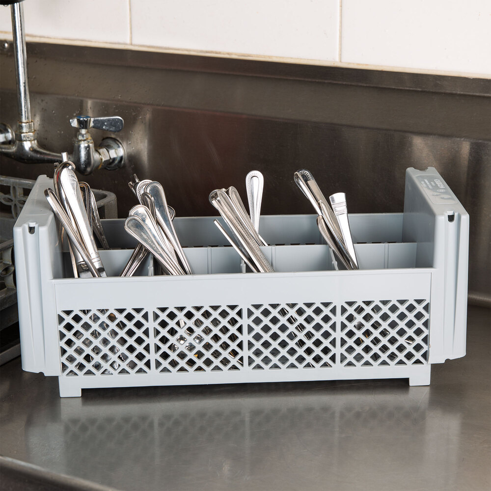 Cambro 8FBNH434151 Soft Gray 8 Compartment Half Size Camrack Flatware