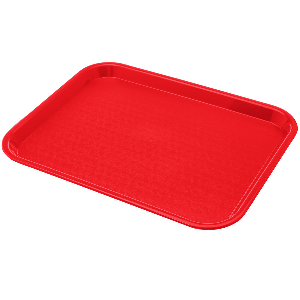 Carlisle CT101405 Cafe 10" x 14" Red Standard Plastic Fast Food Tray