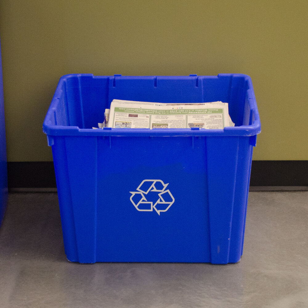 Continental 59141 Blue Curbside 14 Gallon Rectangular Recycling Bin