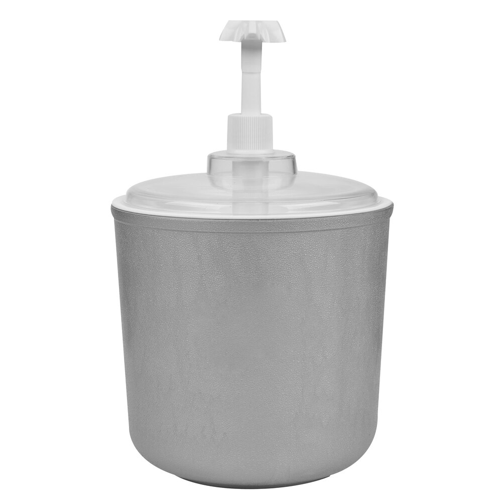 Carlisle 2 Qt. Gray Insulated Condiment Pump Dispenser Kit