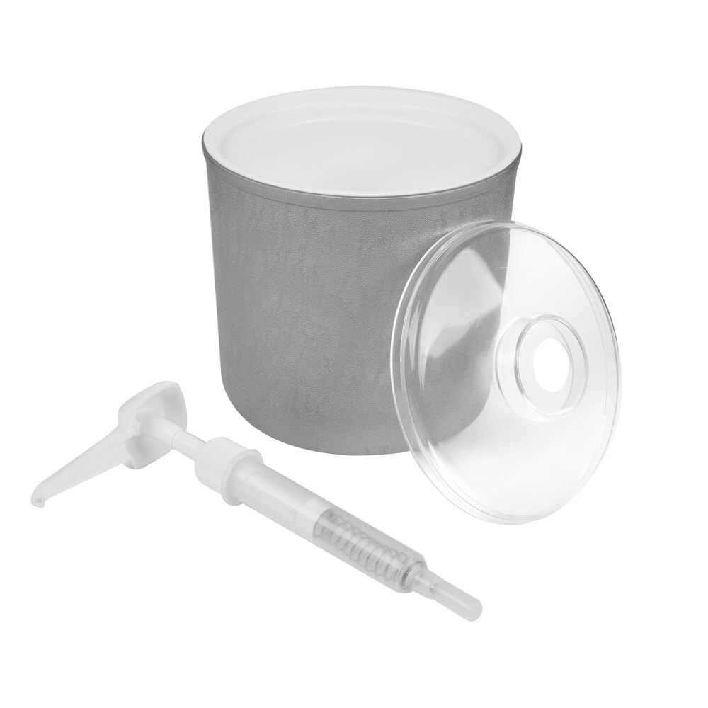 Carlisle 2 Qt. Gray Insulated Condiment Pump Dispenser Kit