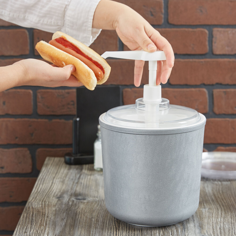 Carlisle 2 Qt. Gray Insulated Condiment Pump Dispenser Kit