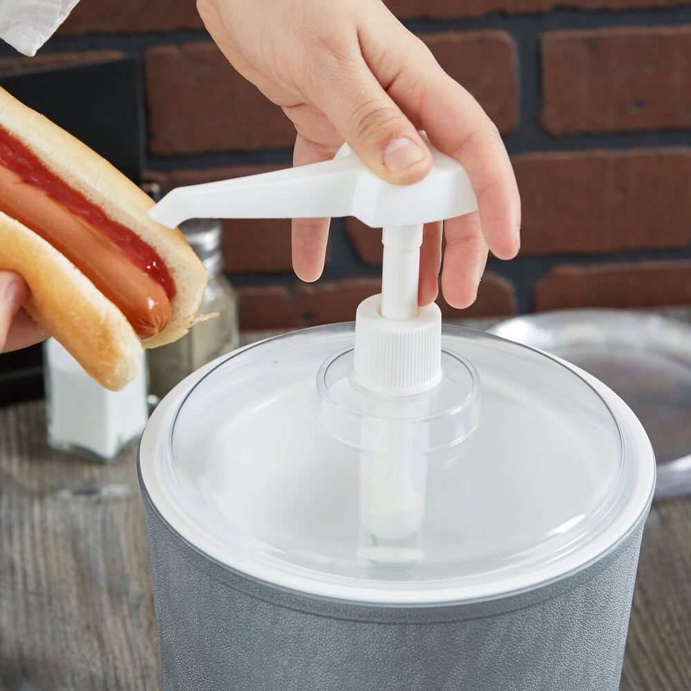 Carlisle 2 Qt. Gray Insulated Condiment Pump Dispenser Kit