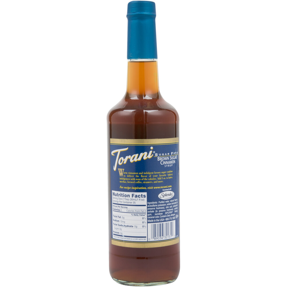 Torani 750 mL Sugar Free Brown Sugar Cinnamon Flavoring Syrup