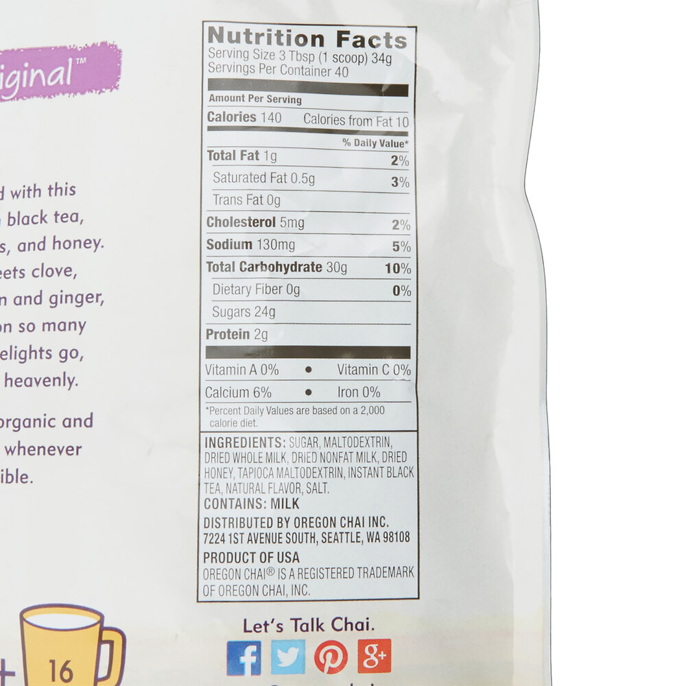 Oregon Chai Original Chai Tea Latte Dry Mix 3 lb.