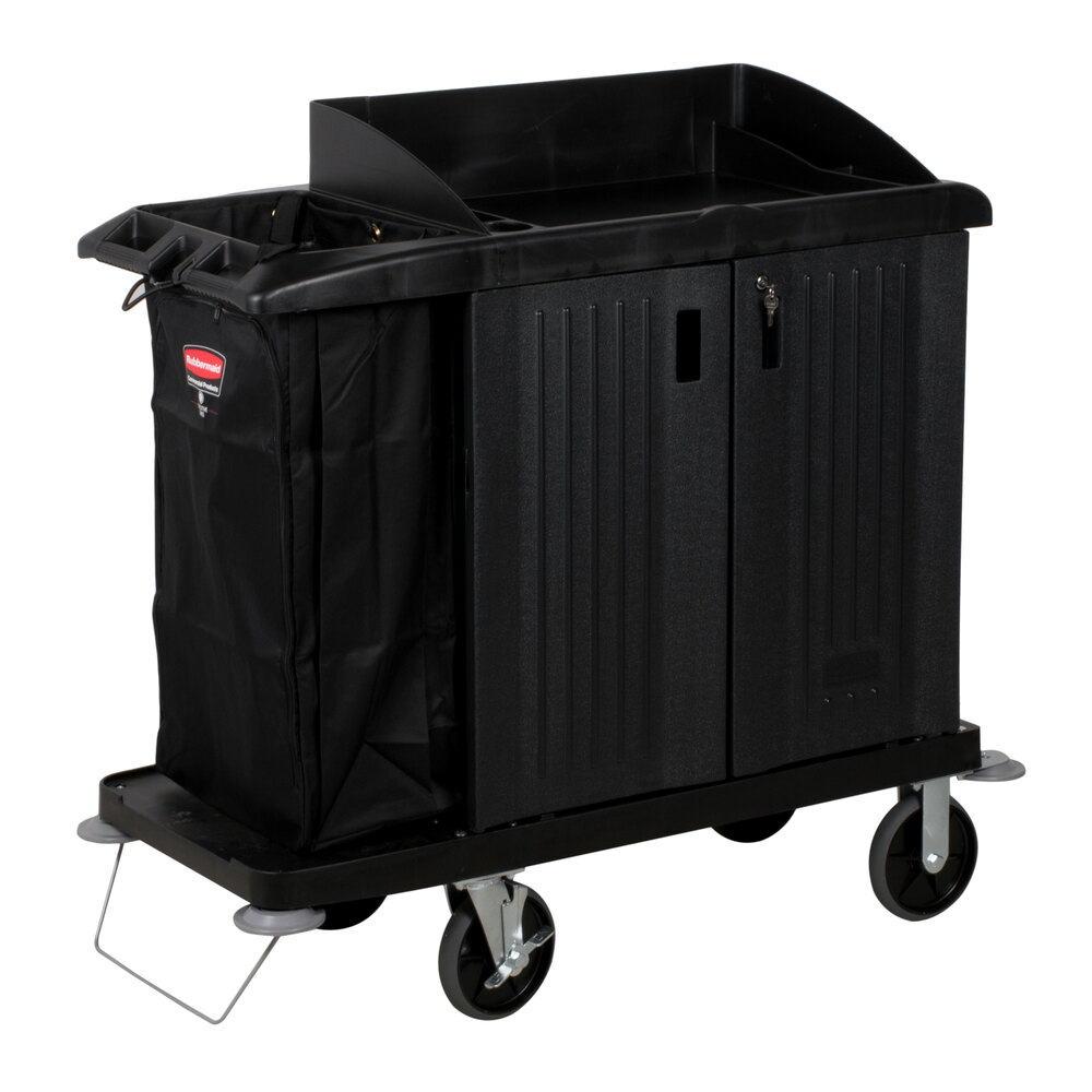 Rubbermaid FG619200BLA Classic Compact Housekeeping Cart with Doors