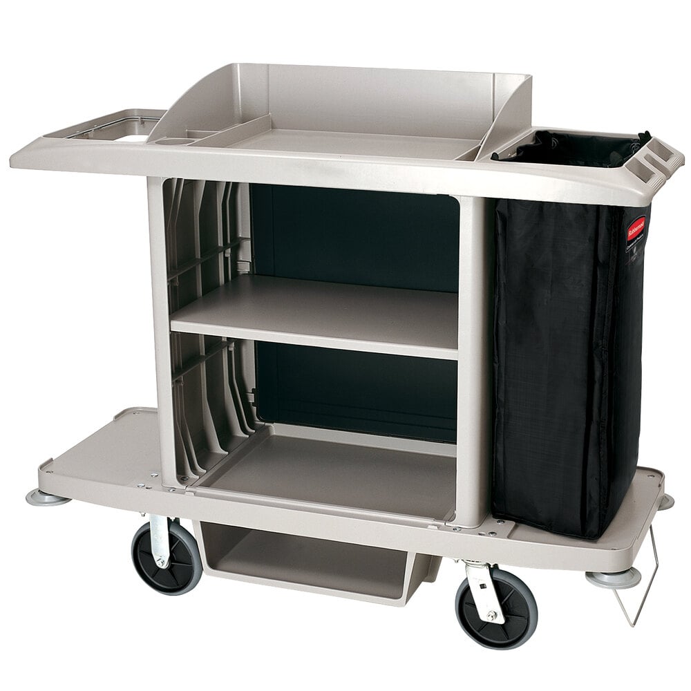 Rubbermaid 1969596 Gray Full Size Housekeeping Cart (FG618900PLAT)