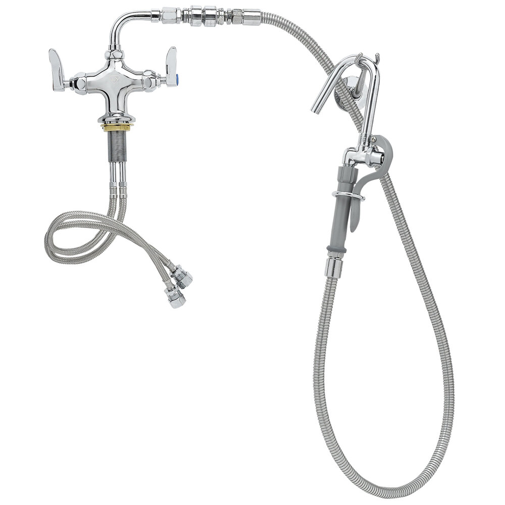 T&S B0300PF Deck Mounted Hose Pot Filler with Flex Inlets, 60" Hose