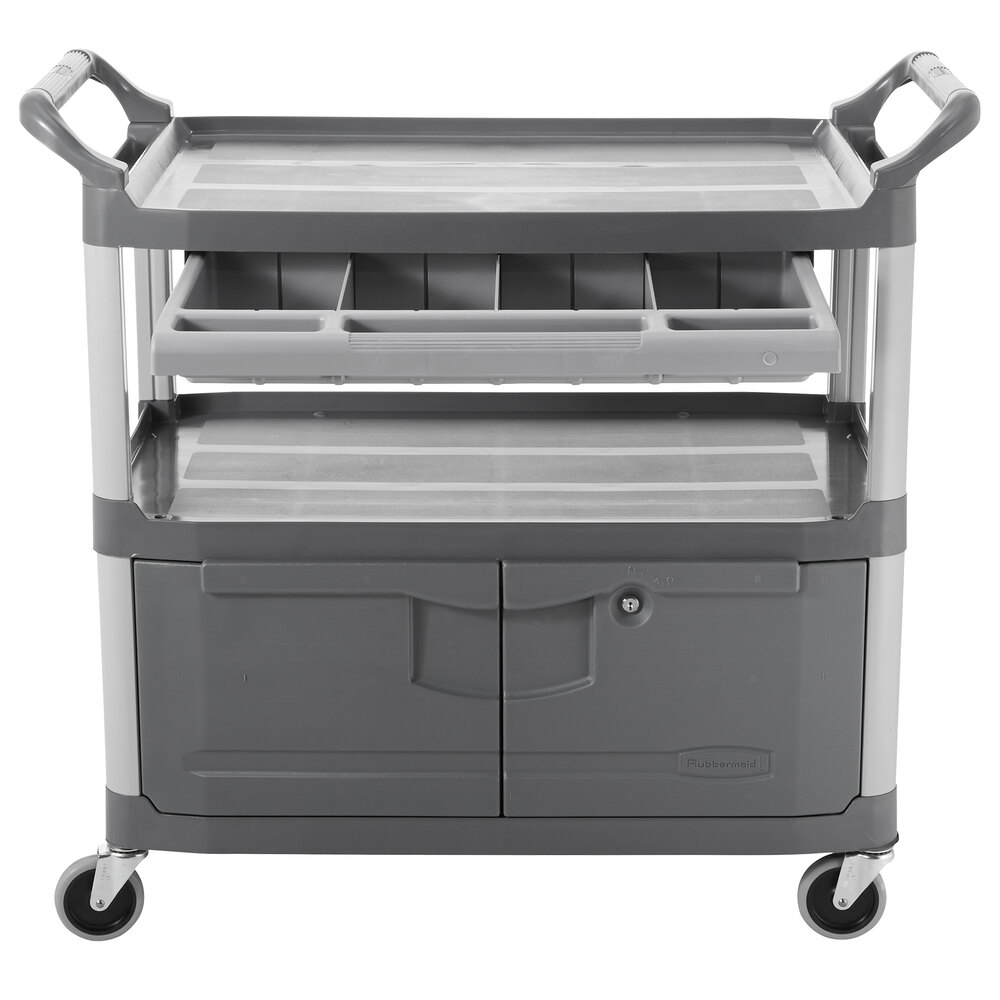 Rubbermaid FG409400GRAY Xtra Gray 300 lb. Instrument Cart with Lockable