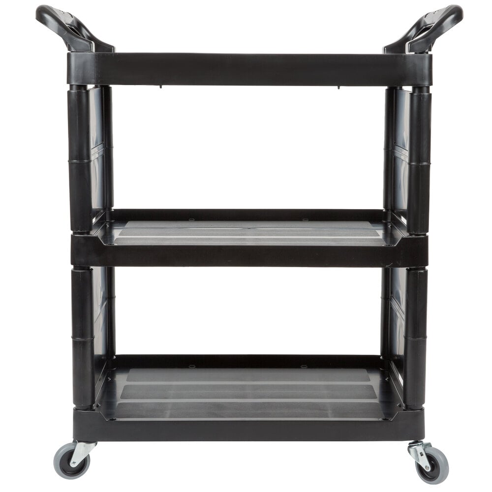 Rubbermaid FG342100BLA Black Bussing Cart with End Panels