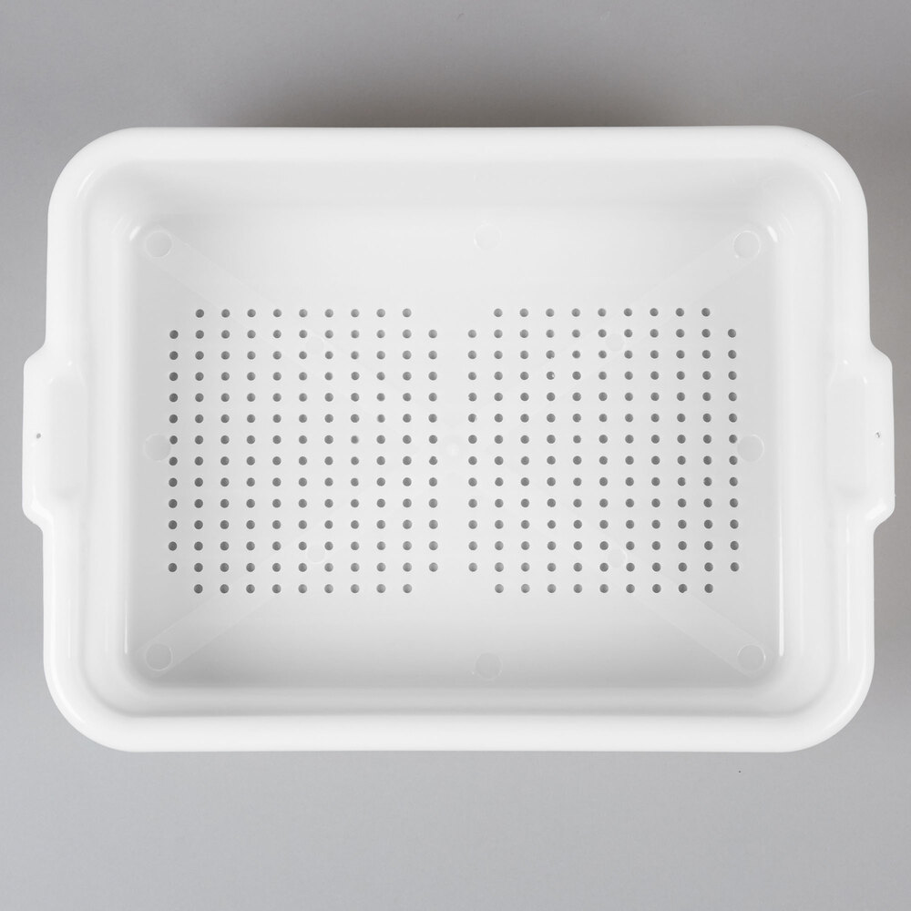 White 20" x 15" x 5" Polypropylene Perforated Bus Box