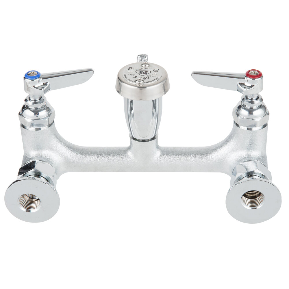 T&S B0674BSTR Wall Mount Rough Chrome Service Sink Faucet with 8" Adjustable Centers, Eterna