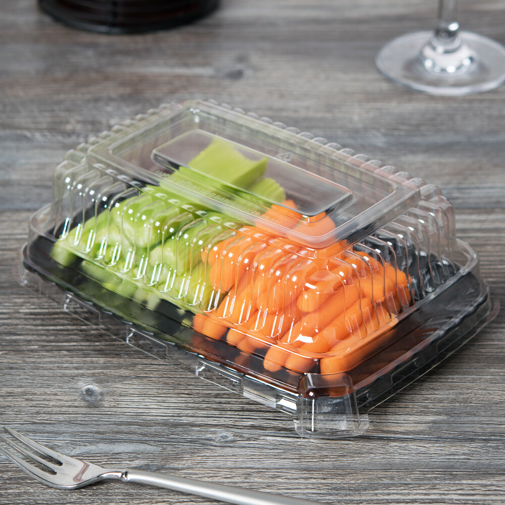 Fineline Flairware 257BK Black 5" x 7" Plastic Snack Tray 18/Pack