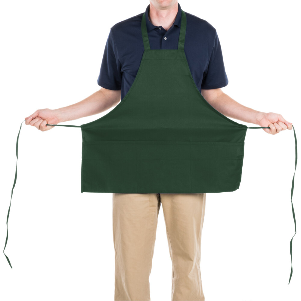 Choice Hunter Green Full Length Bib Apron with Pockets 25"L x 30"W