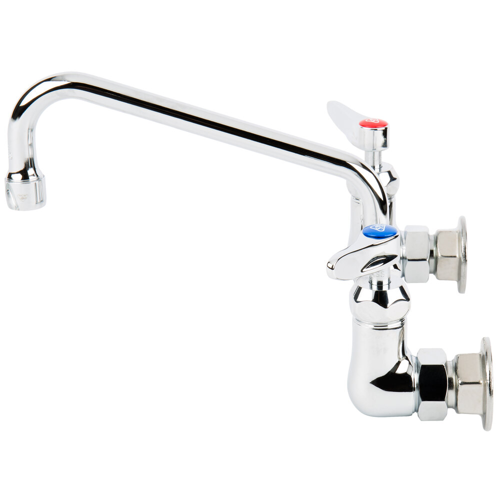 T&S B2414CRSC Wall Mount Mixing Faucet with 8" Adjustable Centers, 8
