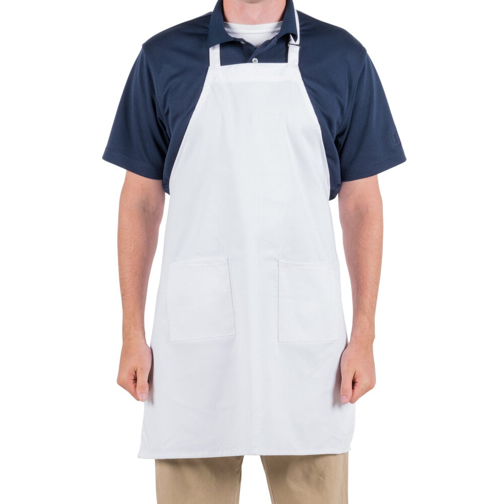 Choice White Full Length Bib Apron with Adjustable Neck with Pockets ...