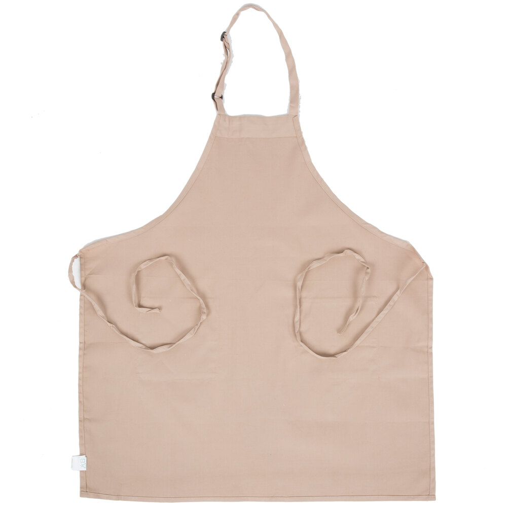 Choice Khaki / Beige Full Length Bib Apron with Adjustable Neck with