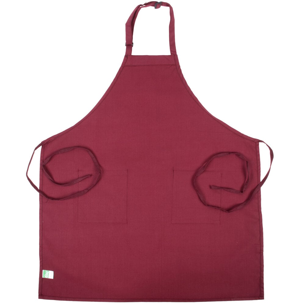 Choice Burgundy Full Length Bib Apron with Adjustable Neck with Pockets ...