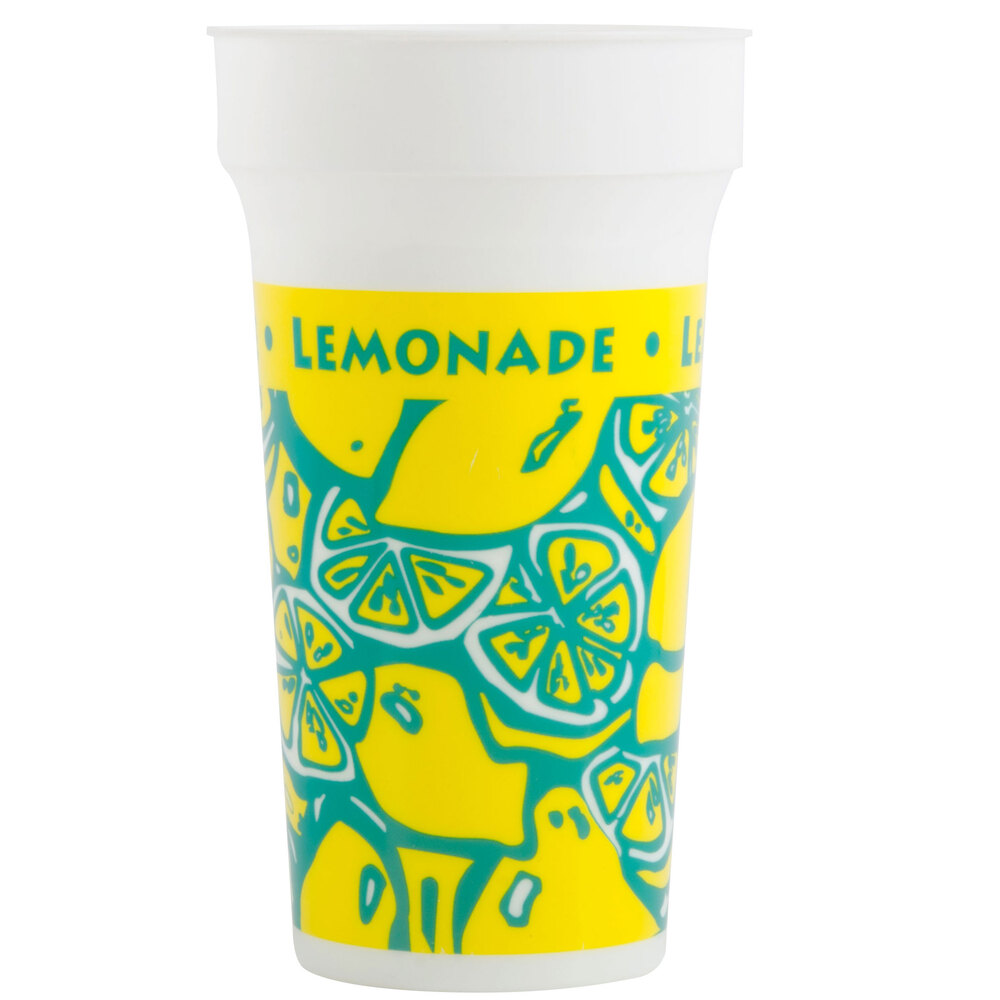 16 Oz Tall Plastic Souvenir Lemonade Cold Cup With Straw And Lid 250