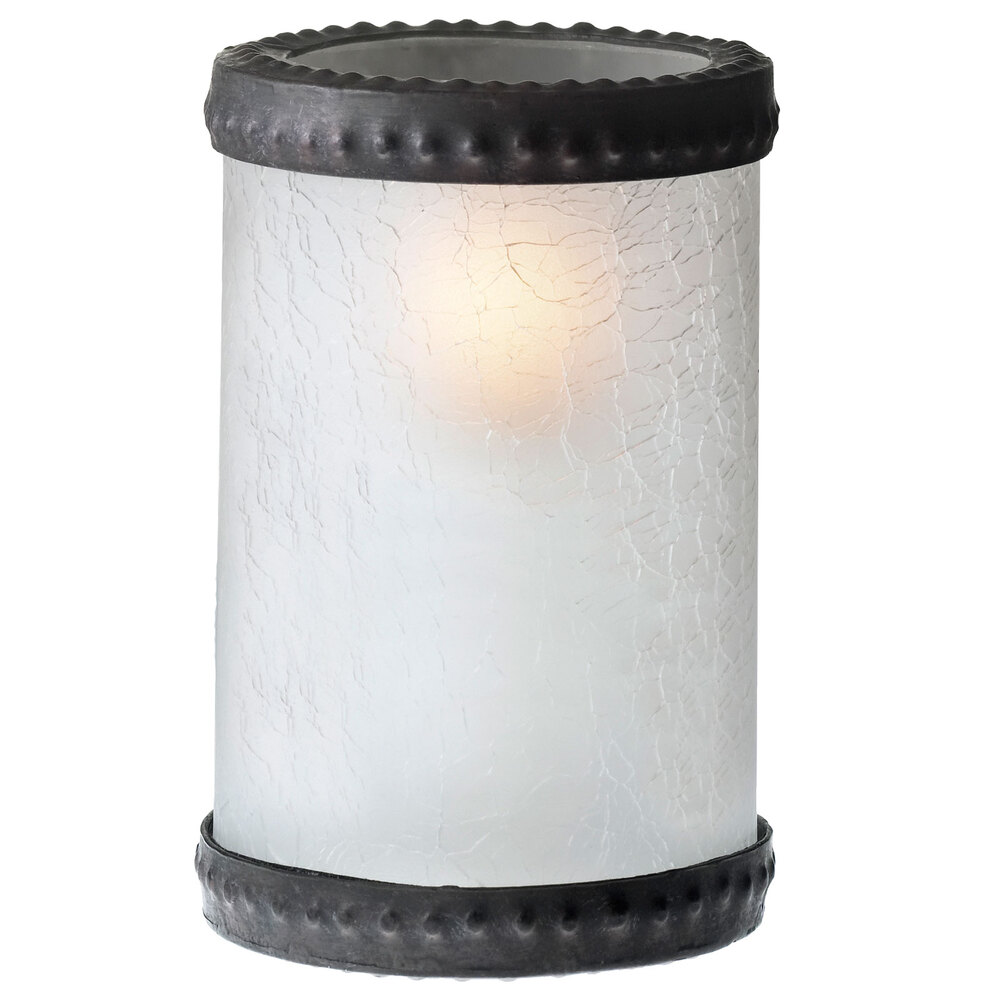 Sterno 80310 5 Frost Crackle Glass Liquid Candle Holder With Bronze Rings