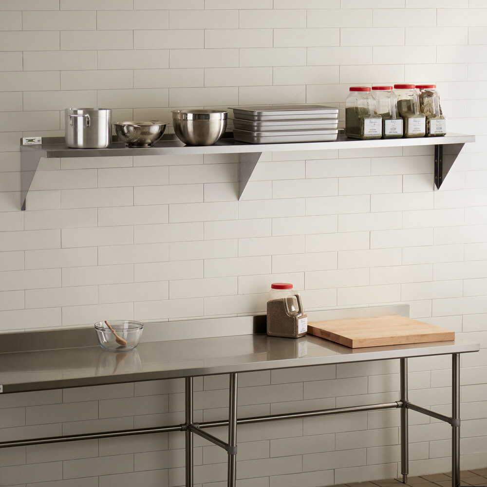 Regency 16 Gauge Stainless Steel 18" x 96" Heavy Duty Wall Shelf