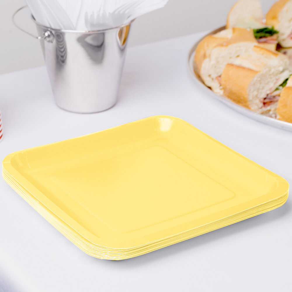 Creative Converting 463266 9" Mimosa Yellow Square Paper Plate 180/Case