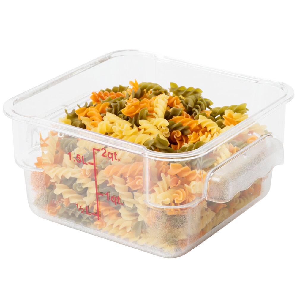 2 Qt. Clear Square Polycarbonate Food Storage Container with Red Gradations