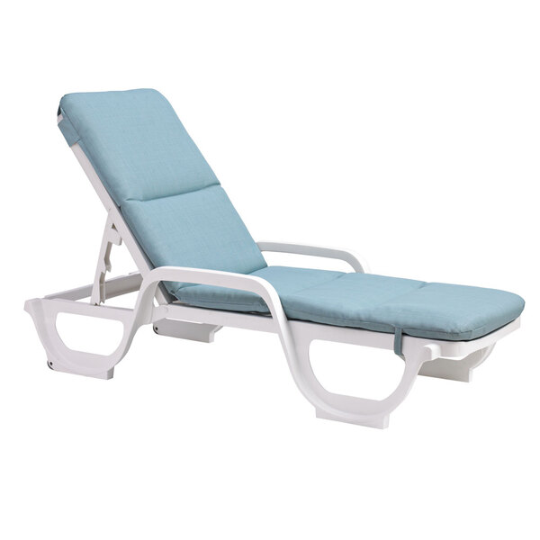 Grosfillex 98235031 Spa Blue Chaise Cushion with Hood 6/Pack