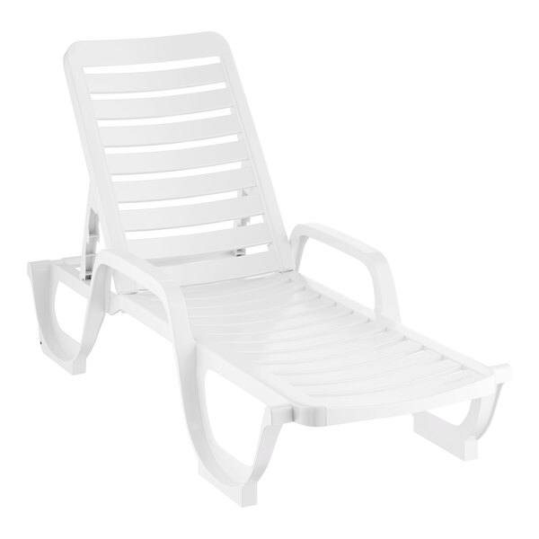 Grosfillex 44031104 / 44031004 Bahia White Stacking Adjustable Resin Chaise