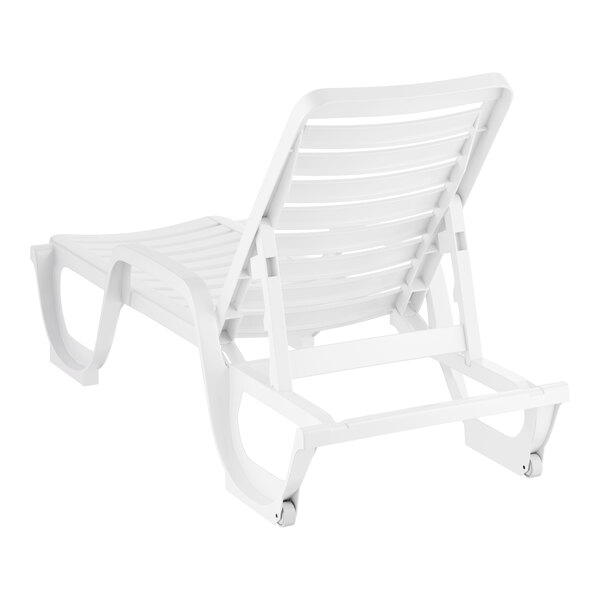 Grosfillex 44031104 / 44031004 Bahia White Stacking Adjustable Resin Chaise