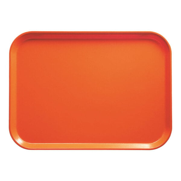 An orange rectangular tray with a white line.