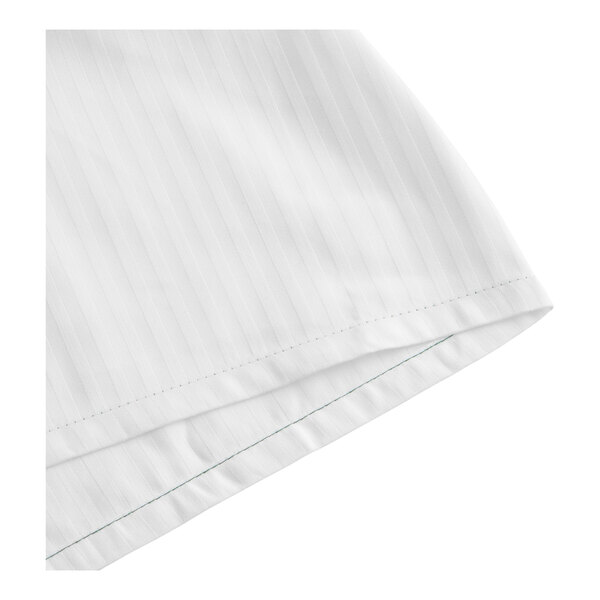 A white tone-on-tone striped cotton and polyester queen hotel duvet cover.