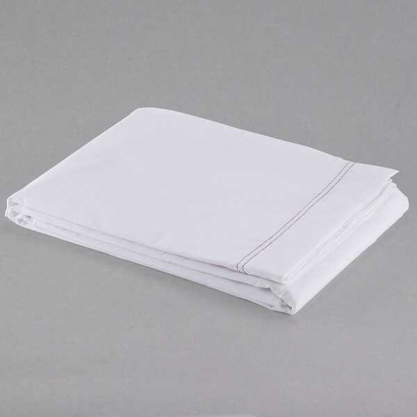 A folded white Oxford T200 Superblend XL twin size flat sheet.