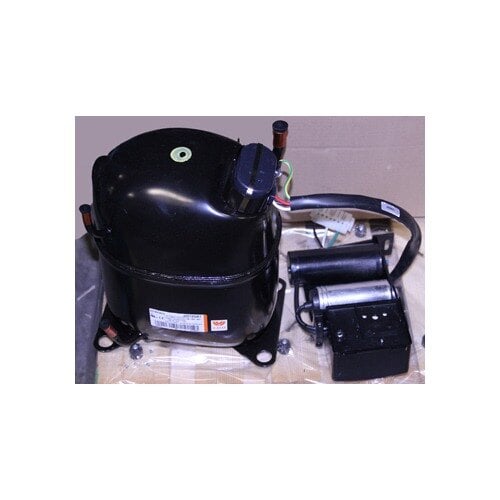 A black machine with a small silver box and wires.