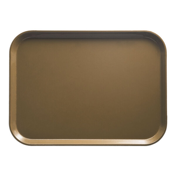 A brown rectangular Cambro tray with a black border.