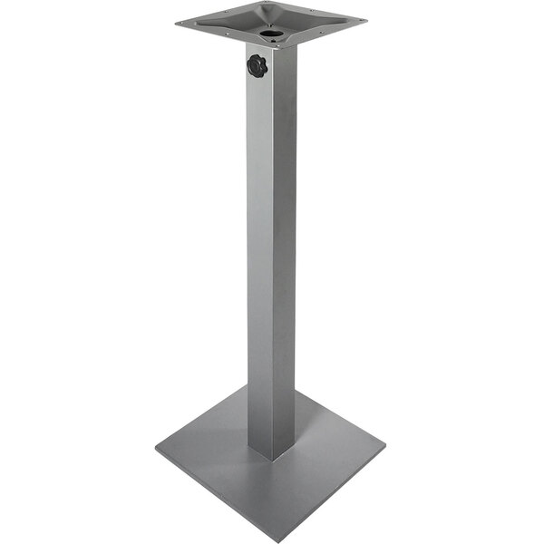 A BFM Seating metal square table base for outdoor use.