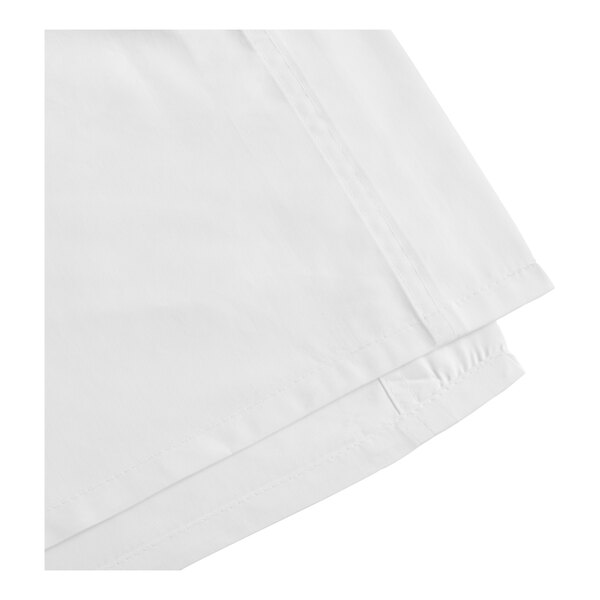 A white cotton and polyester queen size flat sheet.