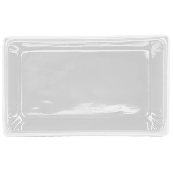 A white rectangular Tablecraft server with ridges.