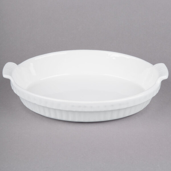 white oval casserole dish
