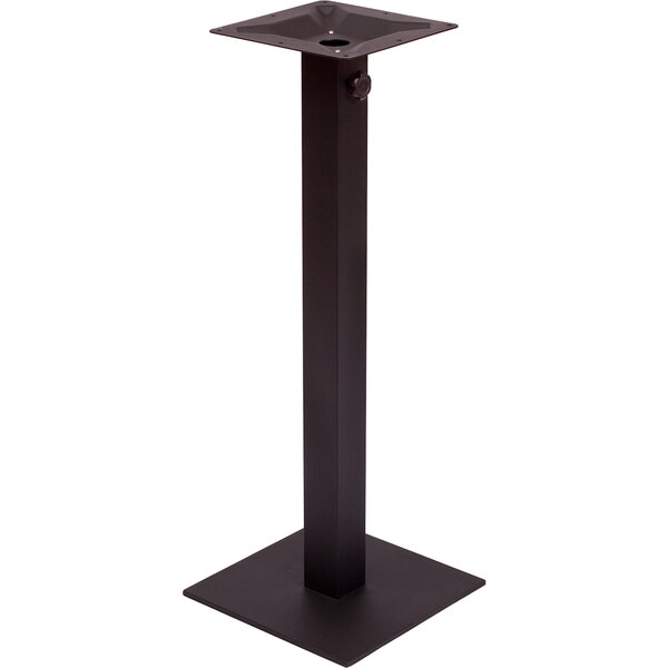 A BFM Seating black metal square table base.