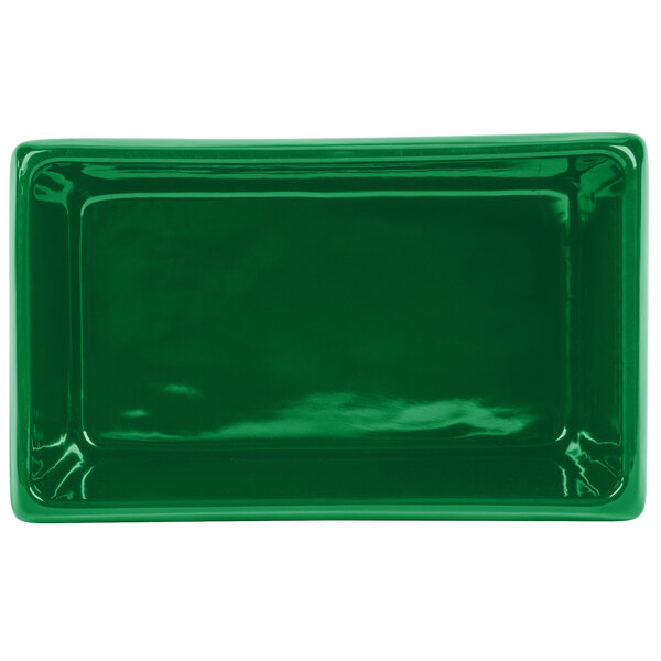 A green rectangular Tablecraft server with ridges.