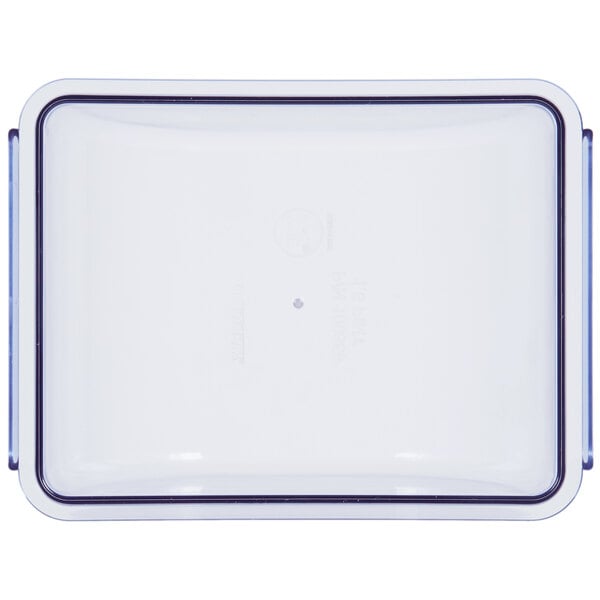 A white rectangular plastic container with a black border.