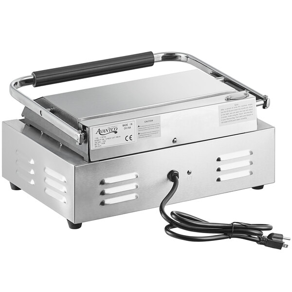 Avantco P84 Double Commercial Panini Sandwich Grill with Grooved Plates -  18 3/16 x 9 1/16 Cooking Surface - 120V, 3500W