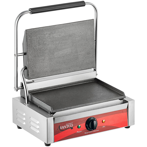 Avantco P78 Commercial Panini Sandwich Grill with Grooved Plates