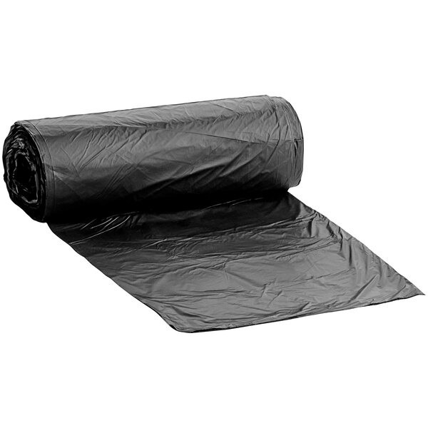 A roll of black plastic trash bags.