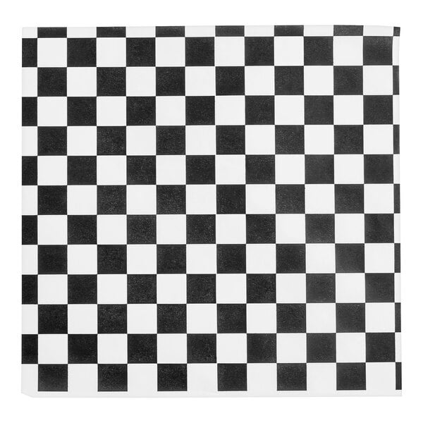 1000 Pack) 15 x 15 Black Checked Wax Coated Deli Sandwich Wrap
